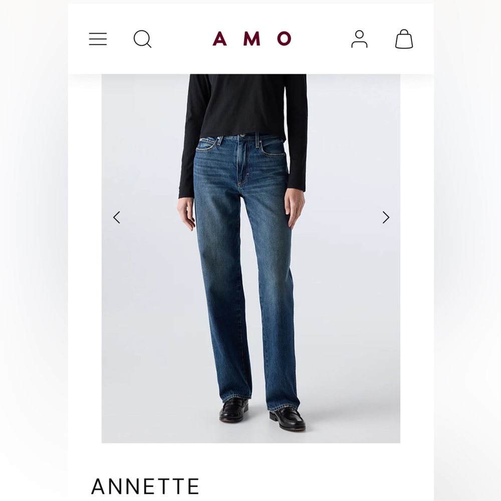 AMO Annette High Rise Straight Leg Jeans | Blue | Size 25 | Like New